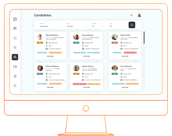 Secure digital archive storing interview recordings, transcripts, and reports for candidate re-analysis